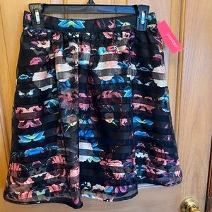 Xhilaration Black Floral Circle Skirt with Pink and Blue Accents